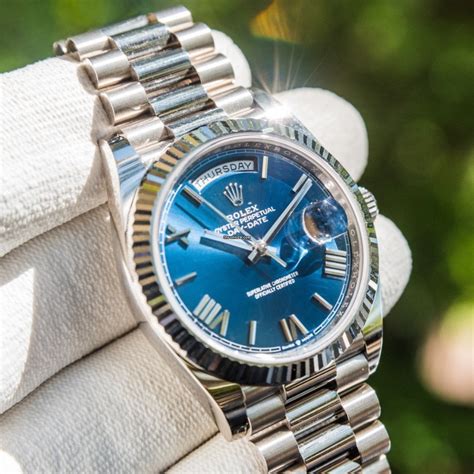 rolex 40 mm white gold daydate blue dial|Rolex Day-Date configurator.